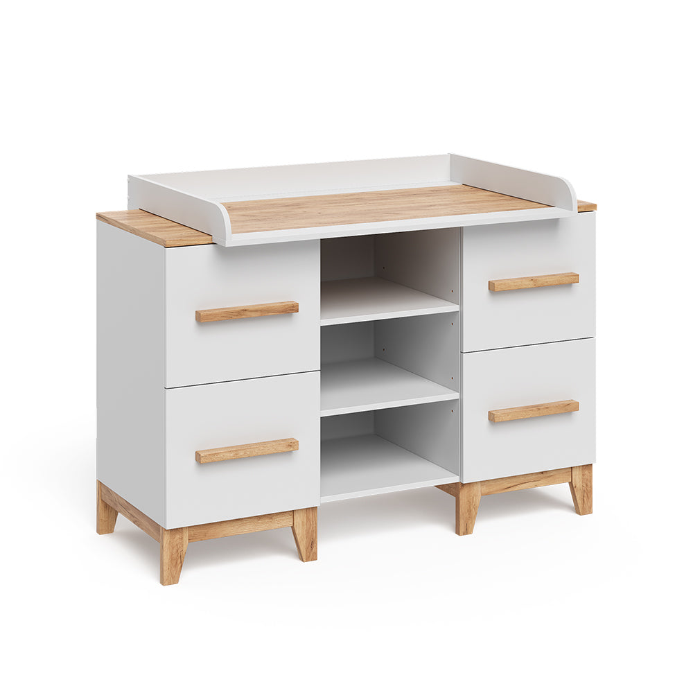 Vitalispa Fasciatoio Bianco/Artisan 133 x 98 cm XL con 4 cassetti