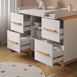 Vitalispa Fasciatoio Bianco/Artisan 133 x 98 cm XL con 4 cassetti