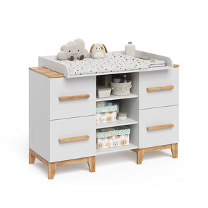 Vitalispa Fasciatoio Bianco/Artisan 133 x 98 cm XL con 4 cassetti