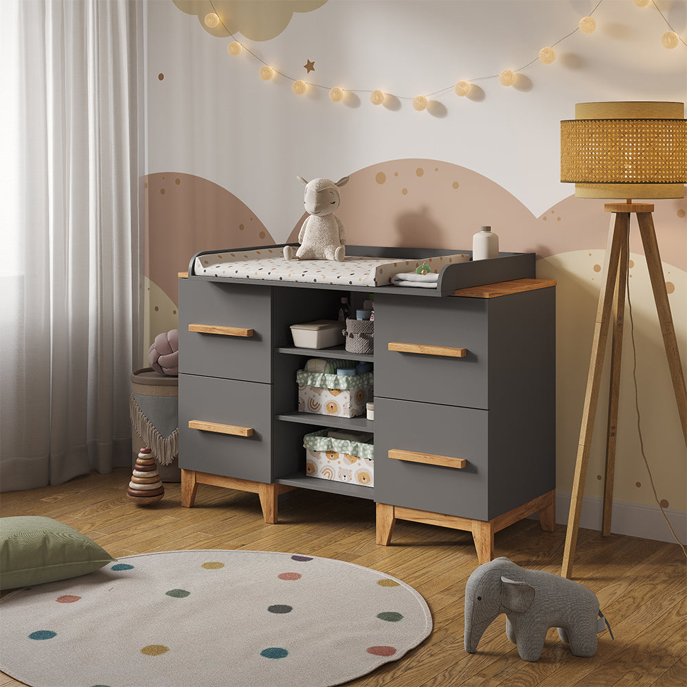 Vitalispa Fasciatoio Grigio/Artisan 133 x 98 cm XL con 4 cassetti