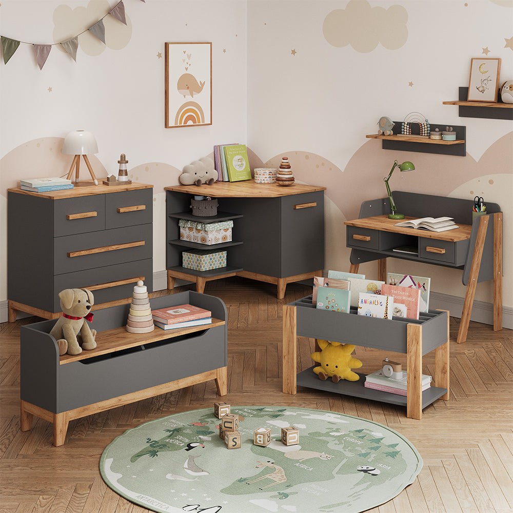 Vitalispa Fasciatoio Grigio/Artisan 133 x 98 cm XL con 4 cassetti
