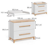 Vicco Fasciatoio Bianco/Artisan 108 x 98 cm con 2 cassetti