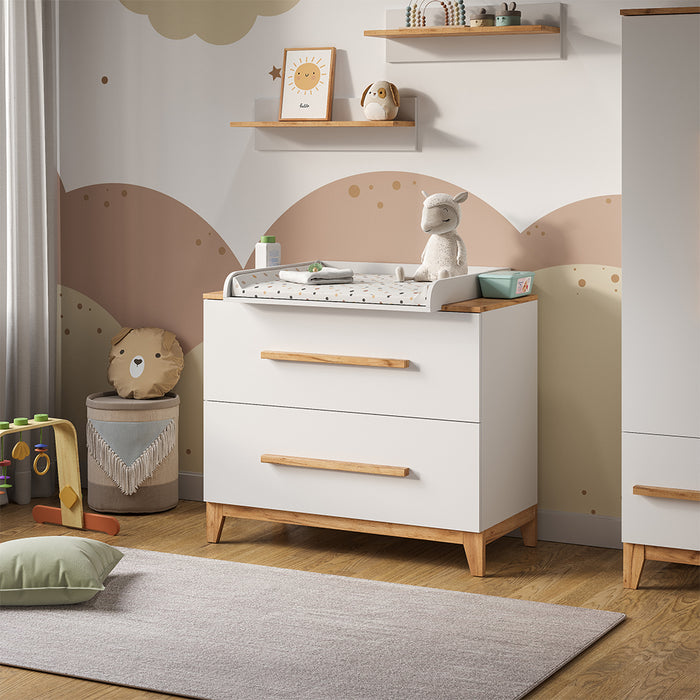 Vicco Fasciatoio Bianco/Artisan 108 x 98 cm con 2 cassetti