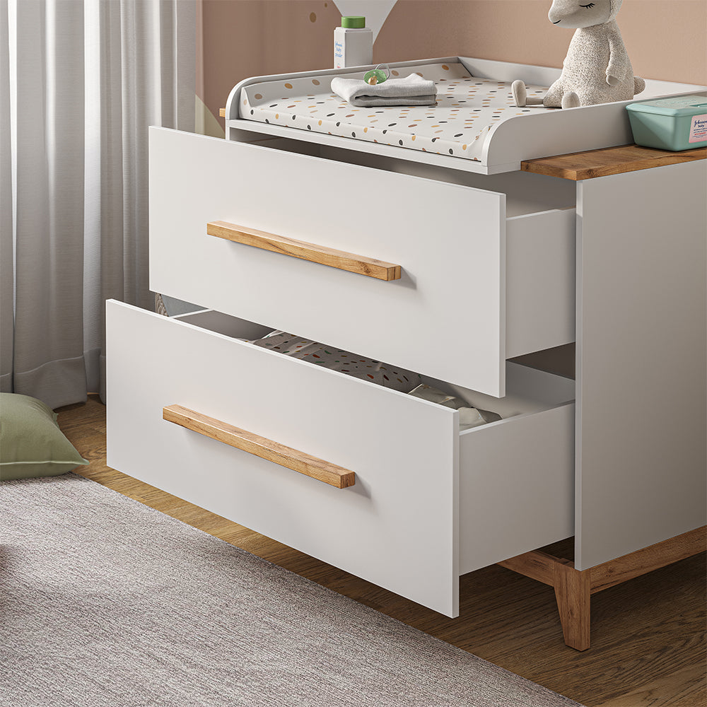 Vicco Fasciatoio Bianco/Artisan 108 x 98 cm con 2 cassetti