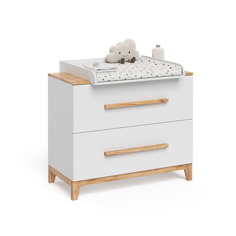 Vicco Fasciatoio Bianco/Artisan 108 x 98 cm con 2 cassetti