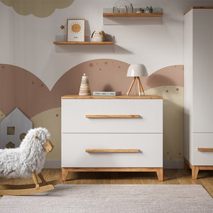 Vicco Fasciatoio Bianco/Artisan 108 x 98 cm con 2 cassetti