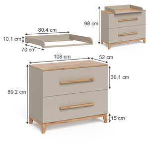 Vitalispa Fasciatoio Cashmere/Artigianale 108 x 98 cm con 2 cassetti