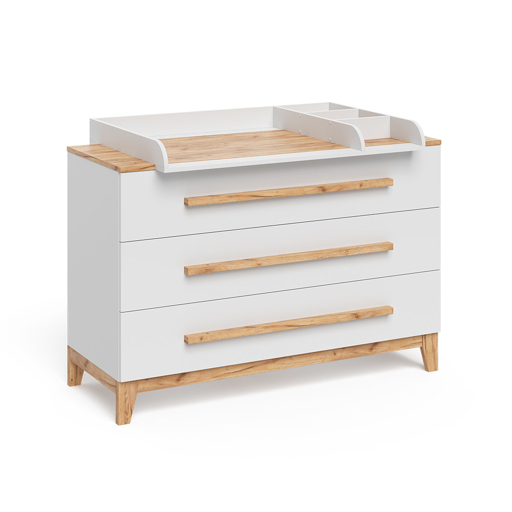 Vitalispa Fasciatoio Bianco/Artisan 133.2 x 98 cm con 3 cassetti