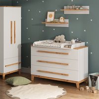 Vitalispa Fasciatoio Bianco/Artisan 133.2 x 98 cm con 3 cassetti