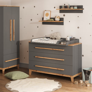 Vitalispa Fasciatoio Grigio/Artisan 133.2 x 98 cm con 3 cassetti