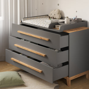 Vitalispa Fasciatoio Grigio/Artisan 133.2 x 98 cm con 3 cassetti