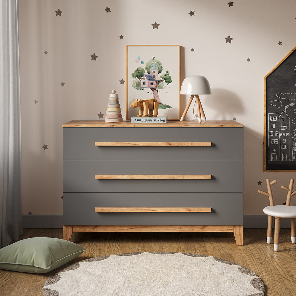 Vitalispa Fasciatoio Grigio/Artisan 133.2 x 98 cm con 3 cassetti