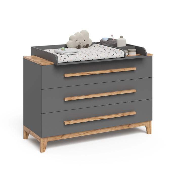 Vitalispa Fasciatoio Grigio/Artisan 133.2 x 98 cm con 3 cassetti