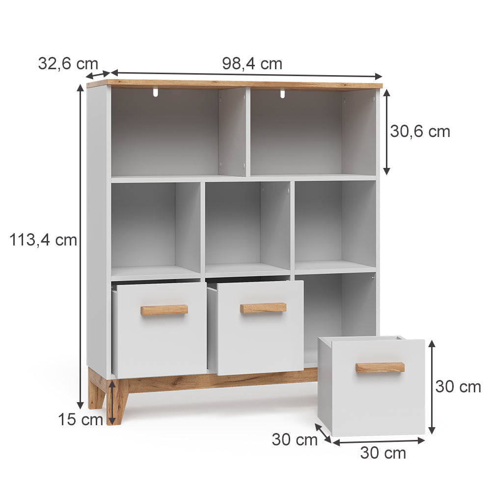 Vitalispa Scaffale per bambini Bianco/Artisan 98.4 x 113.4 cm