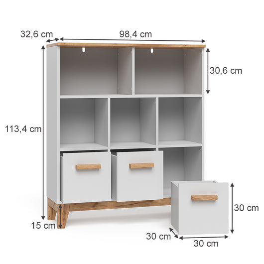 Vitalispa Scaffale per bambini Bianco/Artisan 98.4 x 113.4 cm