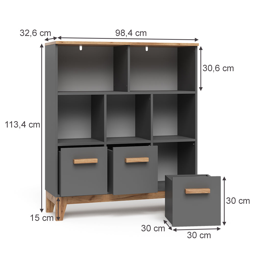 Vitalispa Scaffale per bambini Grigio/Artisan 98.4 x 113.4 cm