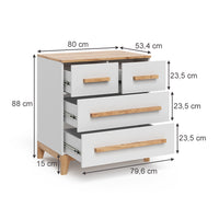 Vitalispa Cassettiera per camera da letto Bianco/Artisan 80 x 88 cm con 4 cassetti