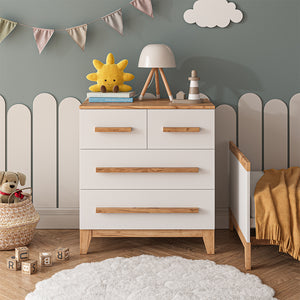 Vitalispa Cassettiera per camera da letto Bianco/Artisan 80 x 88 cm con 4 cassetti