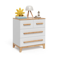 Vitalispa Cassettiera per camera da letto Bianco/Artisan 80 x 88 cm con 4 cassetti