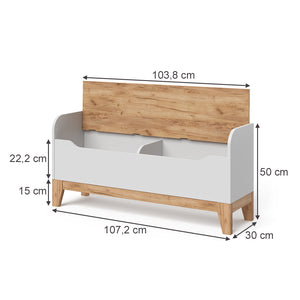 Vitalispa Cassapanca per giocattoli Bianco/Artisan 107.2 x 50 cm con sedile