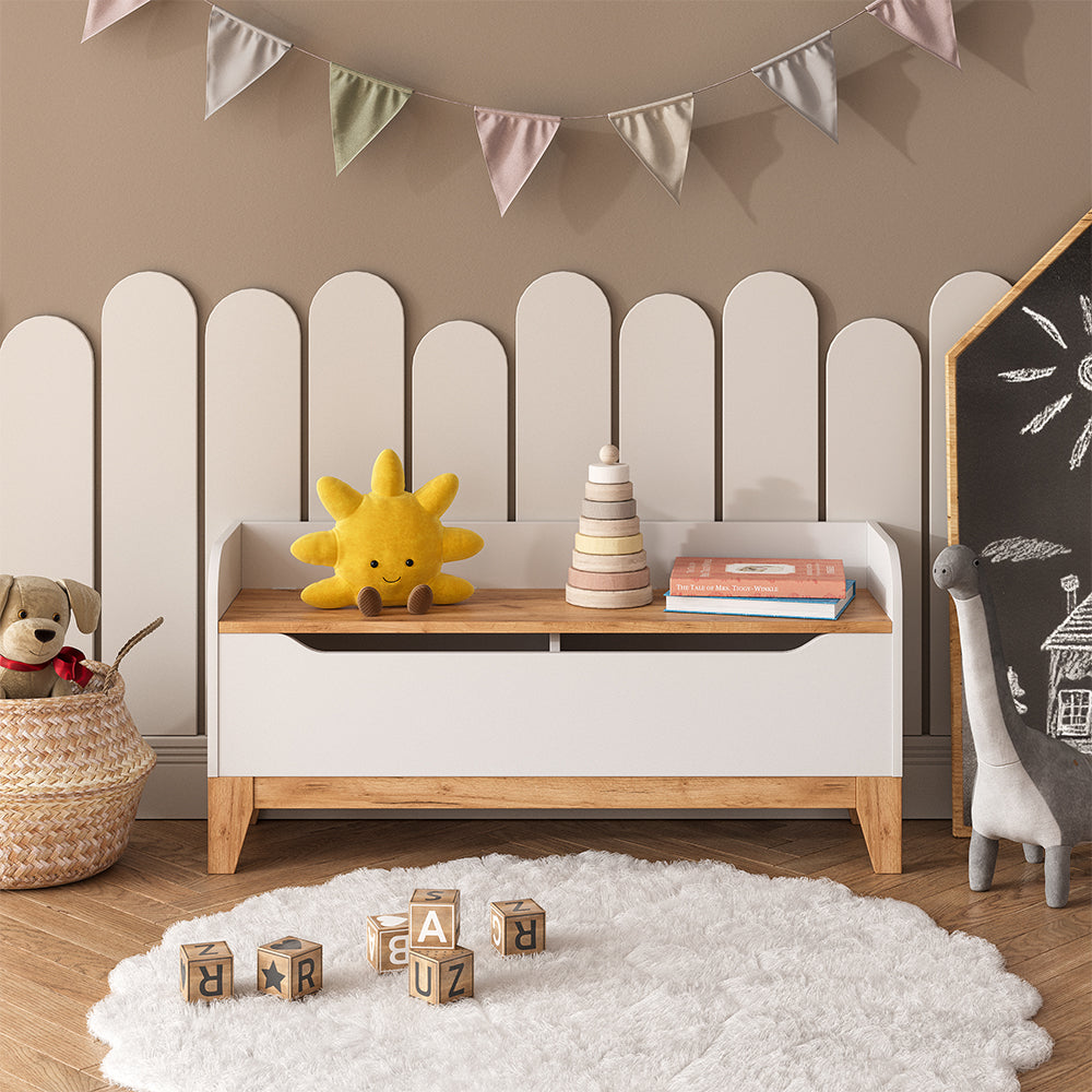 Vitalispa Cassapanca per giocattoli Bianco/Artisan 107.2 x 50 cm con sedile