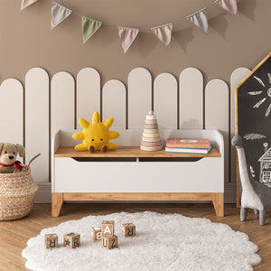 Vitalispa Cassapanca per giocattoli Bianco/Artisan 107.2 x 50 cm con sedile