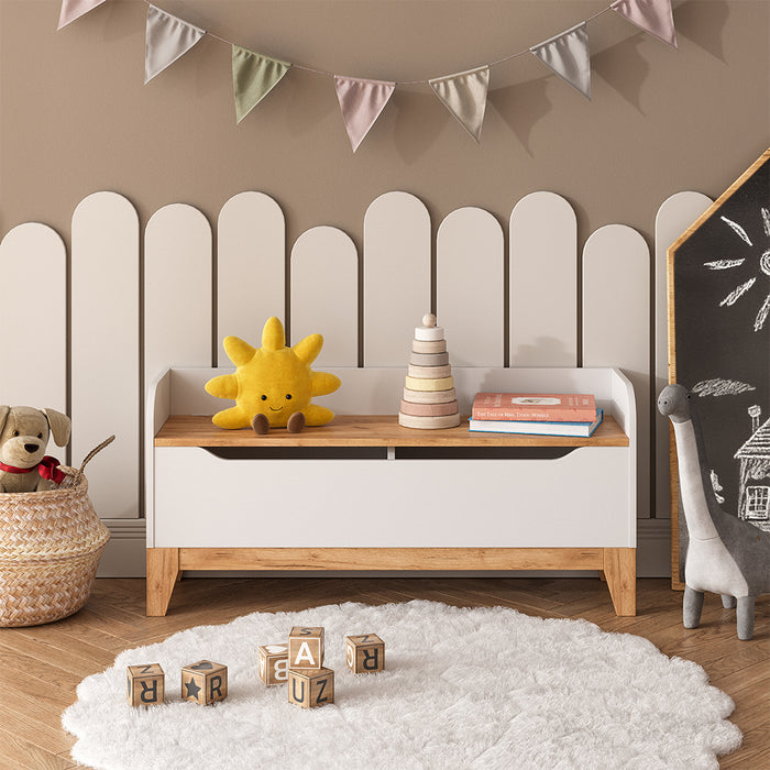 Vitalispa Cassapanca per giocattoli Bianco/Artisan 107.2 x 50 cm con sedile