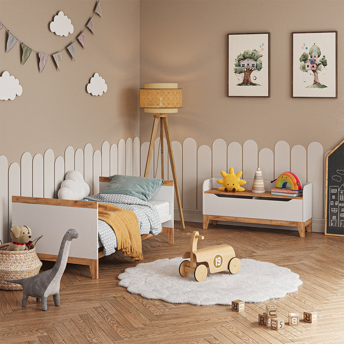 Vitalispa Cassapanca per giocattoli Bianco/Artisan 107.2 x 50 cm con sedile