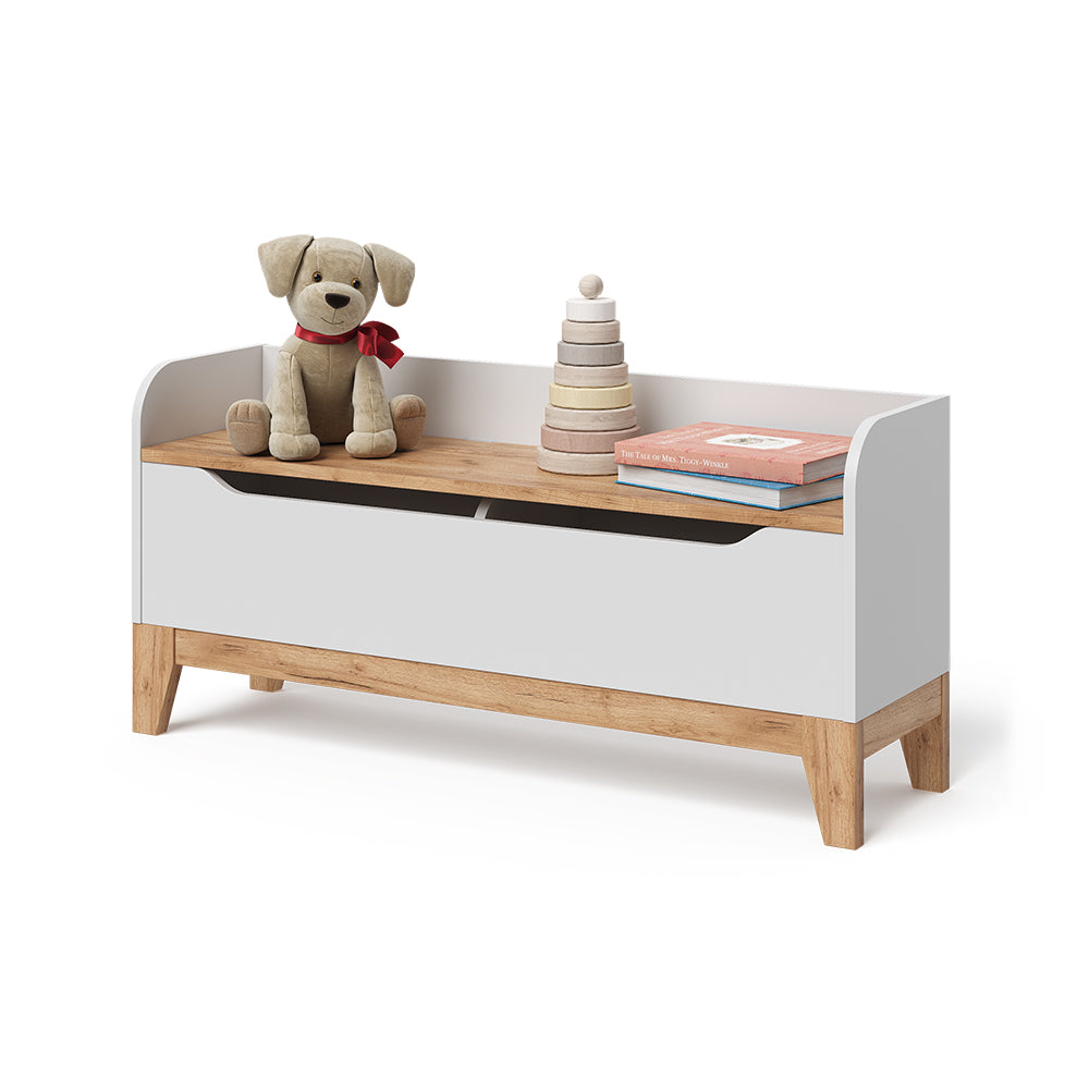 Vitalispa Cassapanca per giocattoli Bianco/Artisan 107.2 x 50 cm con sedile