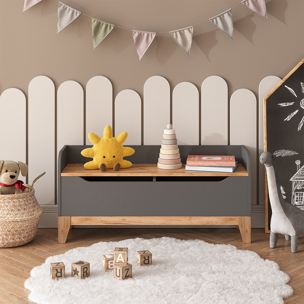 Vitalispa Cassapanca per giocattoli Grigio/Artisan 107.2 x 50 cm con sedile