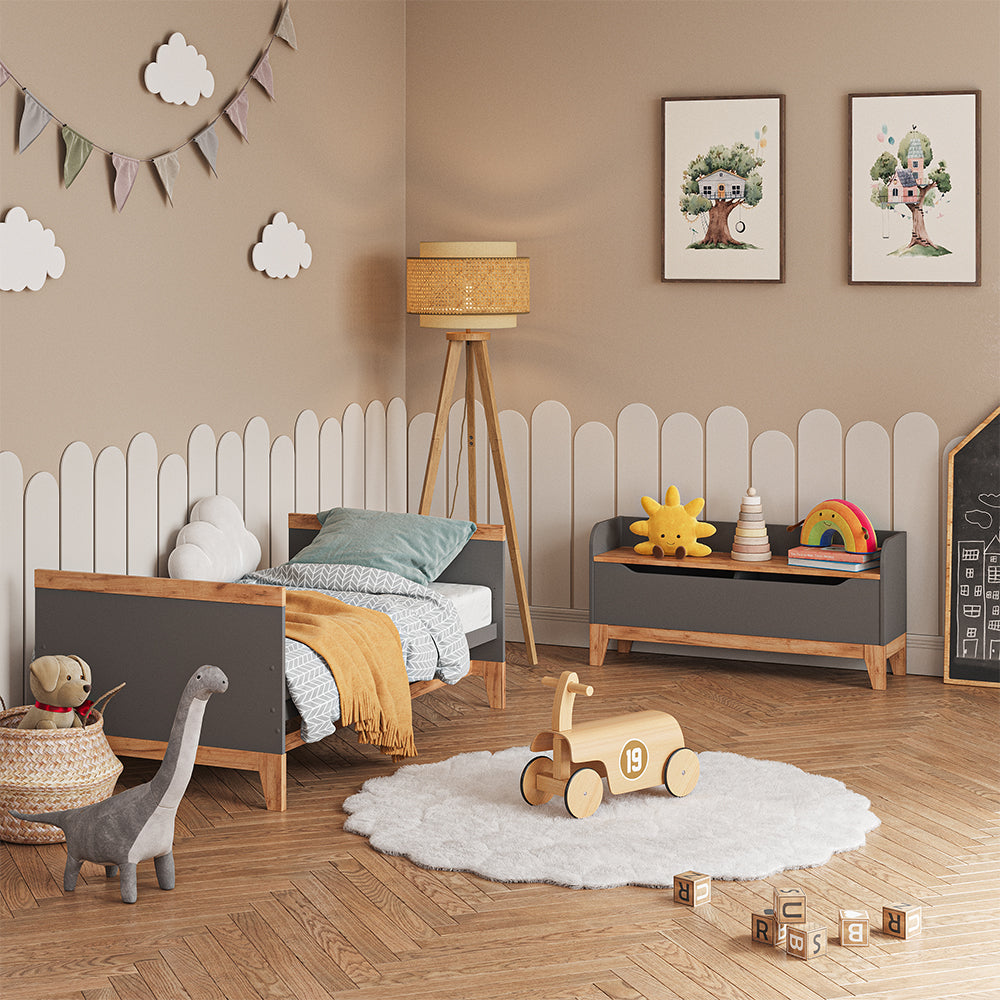 Vitalispa Cassapanca per giocattoli Grigio/Artisan 107.2 x 50 cm con sedile