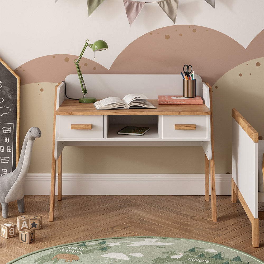 Vitalispa Scrivania Bianco/Artisan 97 x 51 cm con 2 cassetti