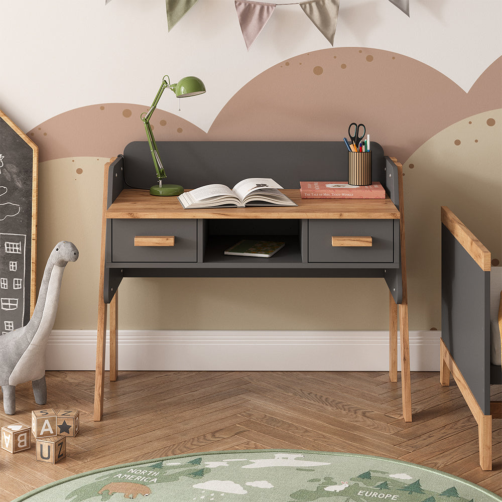 Vitalispa Scrivania Grigio/Artisan 97 x 51 cm con 2 cassetti