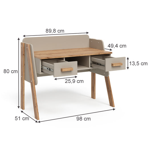 Vitalispa Scrivania Cashmere/Artigianale 97 x 51 cm con 2 cassetti