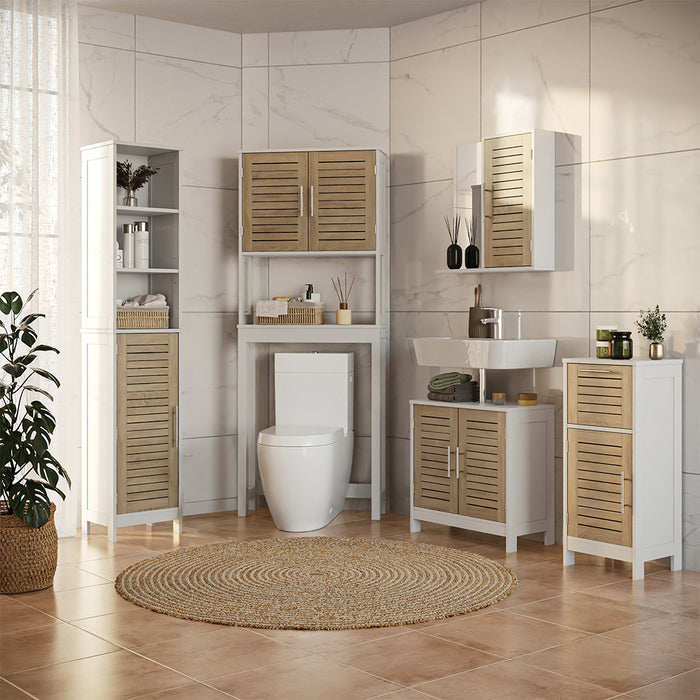 Vicco Armadio per il bagno Bianco/quercia 35 x 173 cm con 6 scomparti