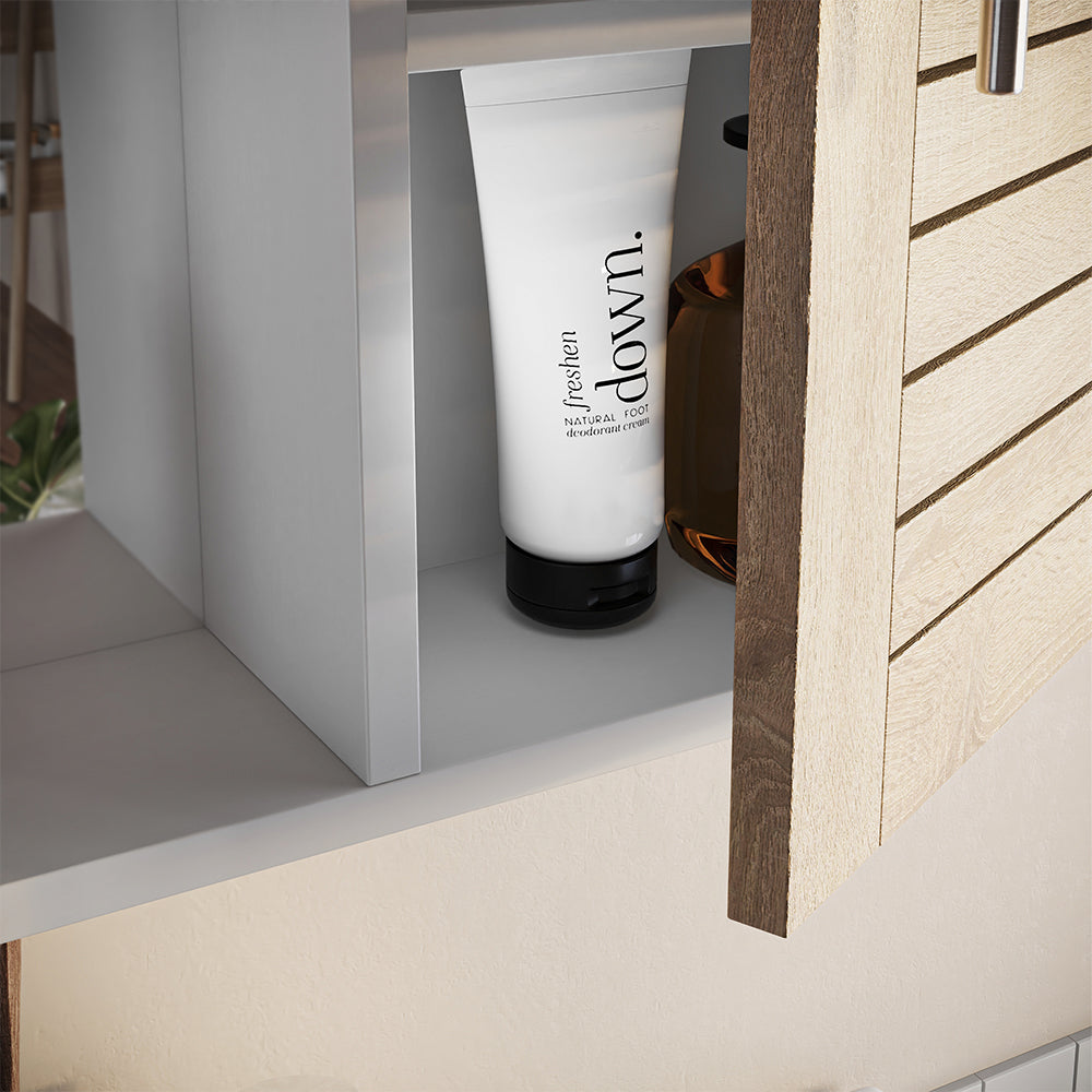 Vicco Specchio contenitore bagno Bianco/quercia 60 x 60 cm con 3 scomparti