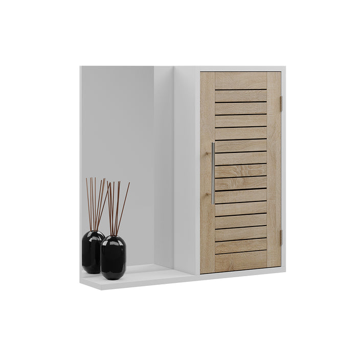 Vicco Specchio contenitore bagno Bianco/quercia 60 x 60 cm con 3 scomparti