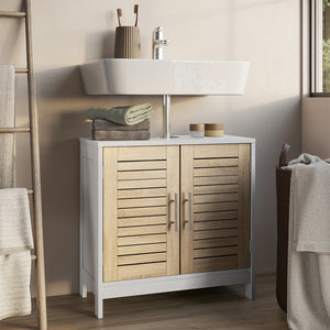 Vicco Mobile sottolavabo per bagno Bianco/quercia 60 x 60 cm con 2 scomparti chiusi