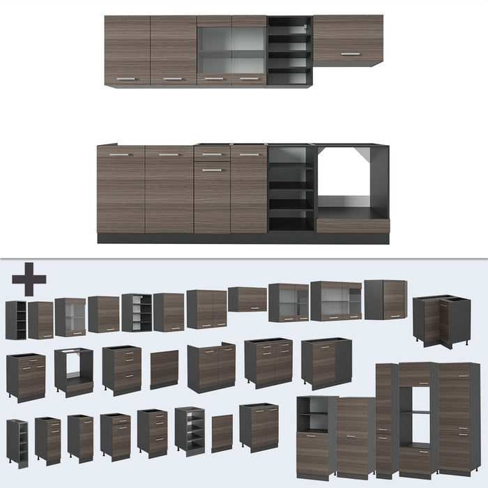 Vicco Cucina componibile Grigio nobile/antracite 240 cm , PL Rovere