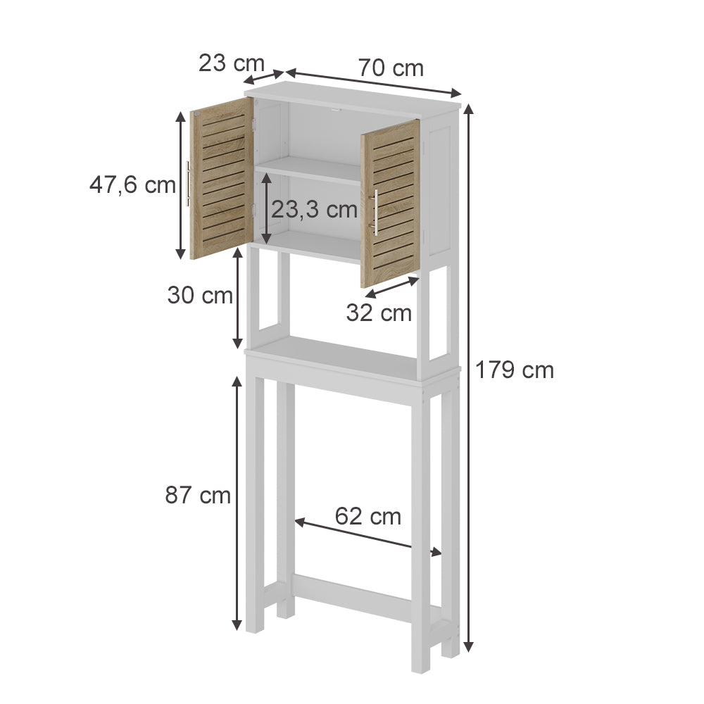 Vicco Armadietto per toilette Bianco/quercia 70 x 180 cm con 2 scomparti chiusi