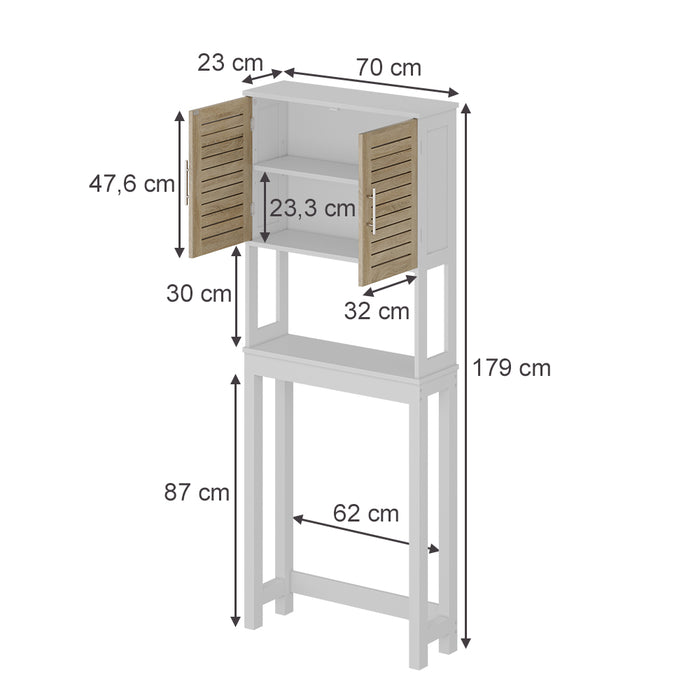 Vicco Armadietto per toilette Bianco/quercia 70 x 180 cm con 2 scomparti chiusi