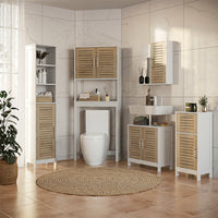 Vicco Armadietto per toilette Bianco/quercia 70 x 180 cm con 2 scomparti chiusi