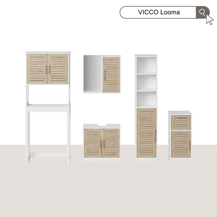 Vicco Armadietto per toilette Bianco/quercia 70 x 180 cm con 2 scomparti chiusi