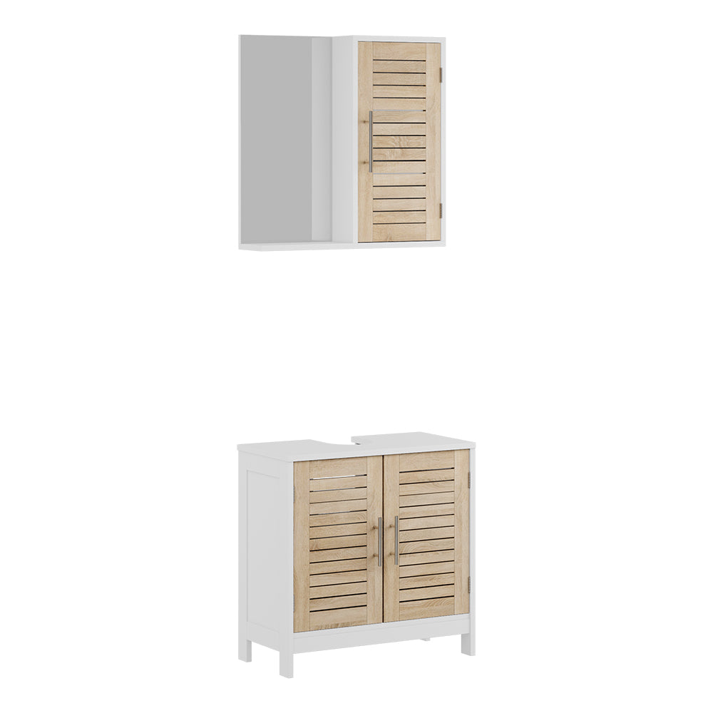 Vicco Set di mobili da bagno Bianco/quercia 2 parti