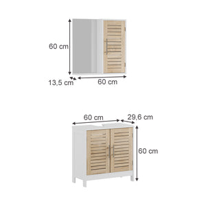 Vicco Set di mobili da bagno Bianco/quercia 2 parti
