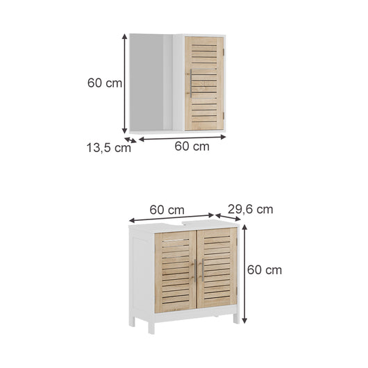 Vicco Set di mobili da bagno Bianco/quercia 2 parti