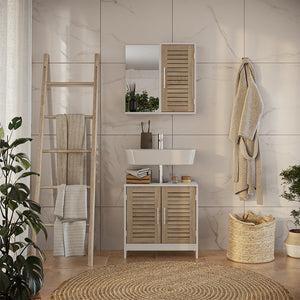 Vicco Set di mobili da bagno Bianco/quercia 2 parti