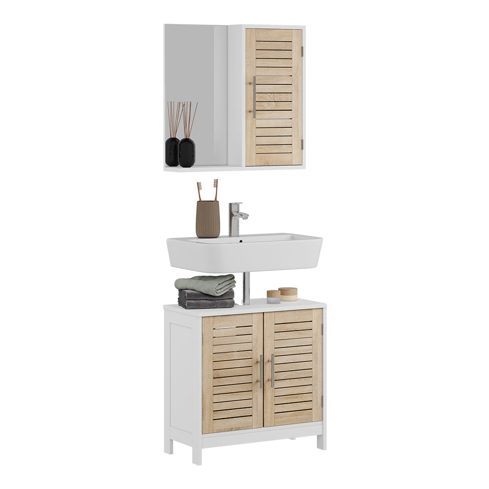 Vicco Set di mobili da bagno Bianco/quercia 2 parti