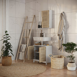 Vicco Set di mobili da bagno Bianco/quercia 2 parti