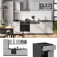 Vicco Cucina componibile Calcestruzzo/antracite 300 cm , PL Rovere